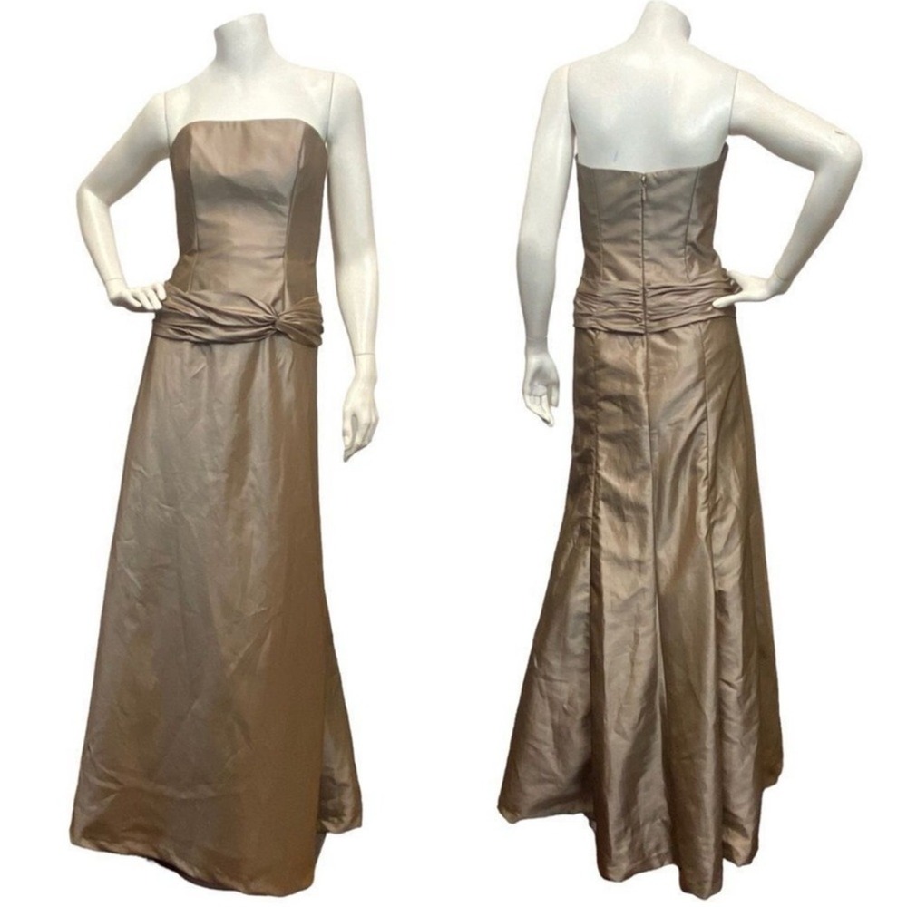 AMSALE Junior Sz 6 Y2K Metallic Brown Casual Evening Tube Full Length Prom Dress